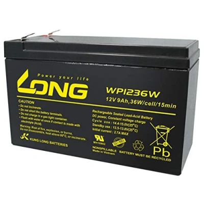 Image de Kung Long Batterie AGM, en plomb, 12 V, 9 Ah WP1236W, à courant élevé, compatible avec MP1236H, NPW45 12, HR1234WF2, UP RW1245P1