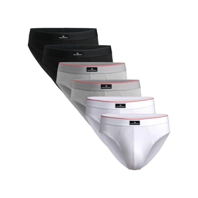 Image de DANISH ENDURANCE Lot de 3 ou 6 Slips en Coton Stretch,Ultra Doux et Confortable, Respirant, pour Homme Multicouleurs (2X Noir, 2X Gris, Blanc) 3XL