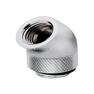 Image de Corsair Hydro X Series, Lot de Deux Embouts Rotatifs 45 (Filetages G1/4 BSPP Standards, Mécanisme Rotation Parfaitement Étanche, Optimisés pour les Débits Élevés) Chrome