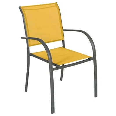Image de Hespéride Fauteuil de Jardin empilable Piazza Jaune Moutarde &amp; Graphite