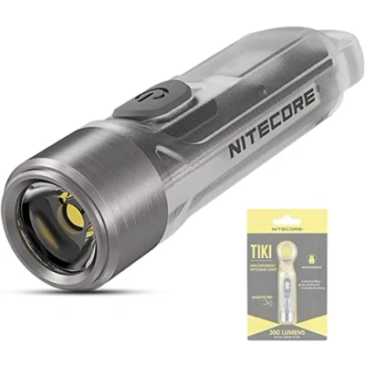 Image de Nitecore TIKI Mini Lampe Torche Rechargeable 300 Lumen LED avec Lumiere Ultraviolete de Poche Porte Clés Etanche IP66 ([ TRANSPARENTE ])