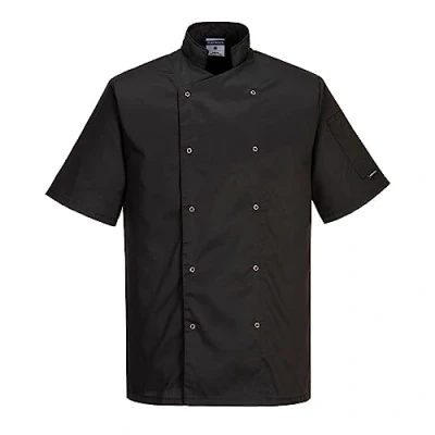 Image de Portwest C733 Veste de Chef Moderne Légère à Manches Courtes Cumbria Noire, 4XL