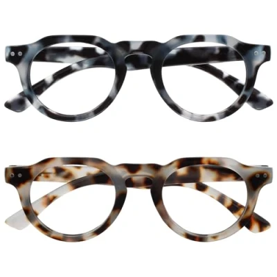 Image de OPULIZE RIO Lunettes de Lecture Anti Lumière Bleue Lot 2 Monture Partie Supérieure Droite Marron, Bleu Écaille Tortue Hommes Femmes BB53 23 +2.50