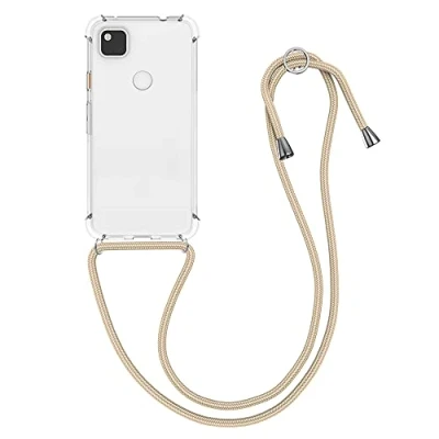 Image de kwmobile Coque Collier Compatible avec Google Pixel 4a Housse de Protection en TPU Cordon Sangle doré
