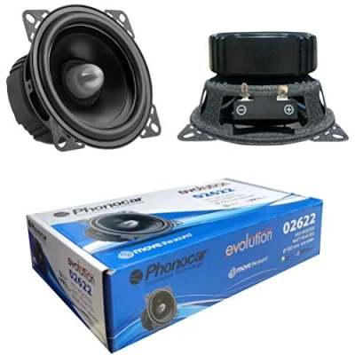 Image de 2 PHONOCAR 02622 Haut parleurs Mid Bass 10,00 cm 100 mm 4&quot; 50 Watt rms impédance Max 4 ohms 92 DB spl SQL Porte de Voiture Noire, la Paire