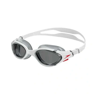 Image de Speedo Biofuse Unisex Lunettes de natation, Taille: One Size, White/red/light smoke