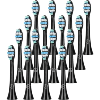 Image de Aster Brossette Compatible avec Philips Sonicare Têtes de Rechange pour Brosse à Dents Électrique Lot 16 (Noir)