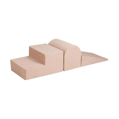 Image de MEOWBABY Aire De Jeux en Mousse pour Enfants 3 Élément Blocs d&#039;escalade, Velvet, Écru