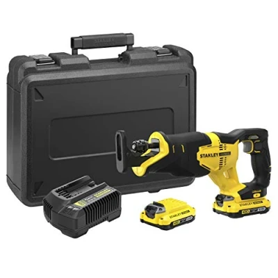Image de STANLEY FATMAX V20 Scie Sabre 18 V 25 mm Vitesse 0 3000 avec 1 Mallette 2 Batteries Ah et Chargeur SFMCS300D2K QW