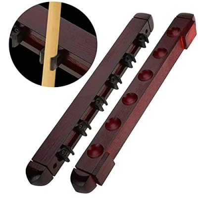 Image de gotyou Bois 6 Places Support Billard,Support Queue Billard de Mural,Accessoires Snooker Billards Porte Queues pour L&#039;école, Maisons et Clubs