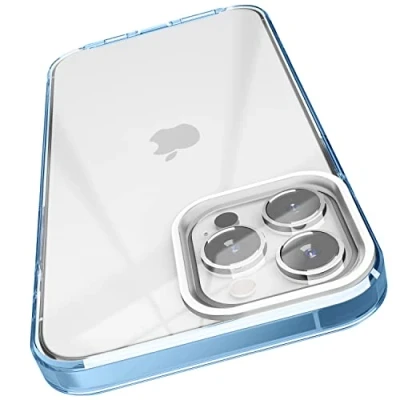 Image de elago Coque Hybride Transparente Compatible avec iPhone 13 Pro Max (6.7&quot;), Technologie PC + TPU, Étui Anti Jaunissant, Protection Complète du Corps Pare Chocs Antichoc (Bleu Alpin)