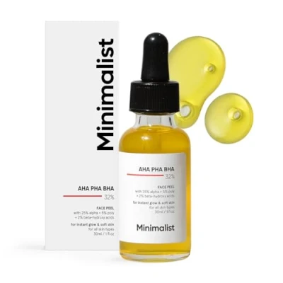 Image de Minimalist Solution exfoliante 32 % AHA PHA BHA pour une peau éclatante, texture lisse et un nettoyage des pores Exfoliant ou peeling le visage week end 30 ml (lot de 1)
