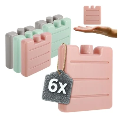 Image de com four® 6X Petits Packs de Glace Plats Peu encombrants et idéaux pour Les glacières Sacs isothermes Pratiques colorés (coloré 6 pièces XS)