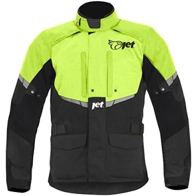 Image de Jet Blouson Veste Moto Homme Imperméable Avec Armure Textile Tourer (Noir/Fluro, M (EU 48 50))
