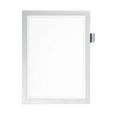 Image de Durable 498923 Sachet de 1 Duraframe Magnetic Note Pochette Cadre d&#039;Affichage Dos Magnétique pour Document A4 Argent Métallisé