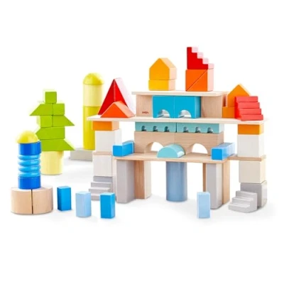 Image de HABA 2010921001 85 Blocs de Construction colorés avec Sac en Coton Fabriqué Allemagne Vainqueur ToyAward 2024 pour Enfants à partir 1 an