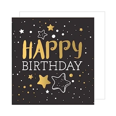 Image de Edition Seidel GQ100 Carte d&#039;anniversaire carrée de qualité supérieure avec enveloppe Motif à pois Noir/doré