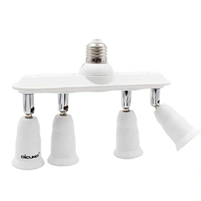 Image de DiCUNO 4 en 1 E27 Adaptateur Séparateur de prise lumière LED Ampoule Base, E26 / Socket avec 360 Degrés Réglable, Support Extendeur 220 240V
