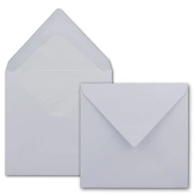 Image de GUSTAV NEUSER Lot de 50 enveloppes blanc brillant Carrées 145 x mm (14,5 14,5 cm) Doublées 100 g par m² Fermeture humide avec rabat pointu