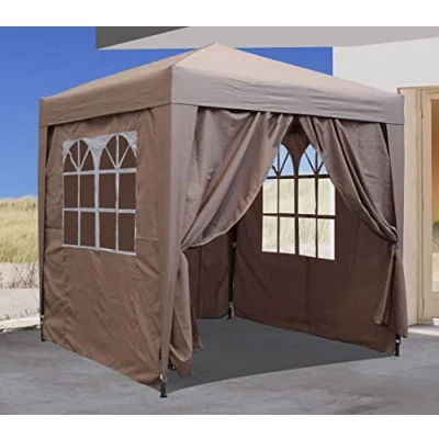Image de QUICK STAR Gazebo Pop Up 2 x m Beige avec 4 parois latérales Ruban de Fixation Facile Fermetures éclair