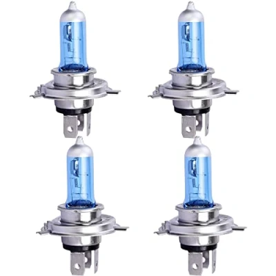 Image de JUTTAUTO Lot de 4 ampoules halogènes H4 100 W 6000 K 12 V blanc xénon super lumineuses feux croisement LED accessoires voiture