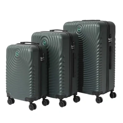 Image de JET LAG, VO00042, Lot de 3 Valises Barcelone Kaki 39L 68L 95L, Design Chic Motif Spiral, Coque Rigide ABS, Roues pivotantes 360, Poignée Traction, Cadenas sécurisé à Code