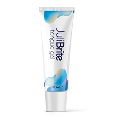 Image de Gel pour la langue JuliBrite (50 ml) Aide à combattre mauvaise Haleine (halitose) blanche fraîche Racle Nettoyeur de