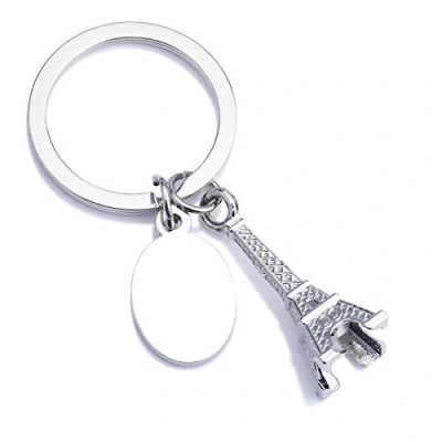 Image de Carry stone Porte clés en métal argenté Paris Tour Eiffel Créatif Clé de voiture monnaie Pendentif Sac à main Charme pour Noël Durable et pratique, B22 vers E27, Taille unique,