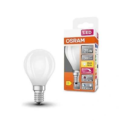 Image de OSRAM Superstar + Classic P GLFR 25 LEMP LED, E14, MiniBall Shape, 2,2W, 300LM, 2700K, Lumière blanche chaude, charge pour les yeux inférieure, moustiquable