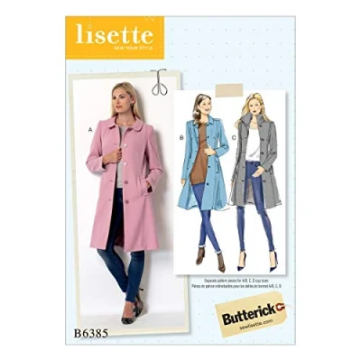 Image de Butterick Patterns Motif 6385 E5 Patrons de Manteaux, Multicolore, Tailles 1422