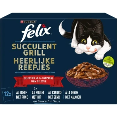 Image de FELIX Succulent Chat Adulte Sélection de Bœuf, Poulet, Canard, Dinde en Sauce Lot 6 12 x 80 g Sachet fraicheur