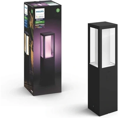 Image de Philips Hue White &amp; Color Ambiance, Borne extérieure IMPRESS, Noire, fonctionne avec Alexa, Google Assistant et Apple Homekit