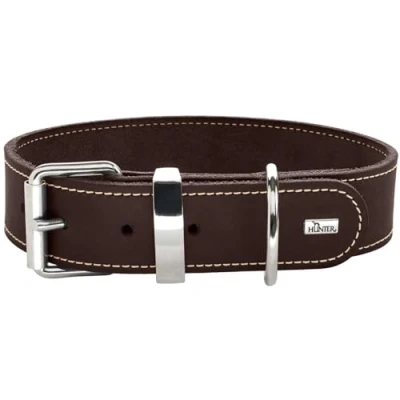 Image de HUNTER Collier pour Chien Aalborg Special Couleur Marron foncé avec surpiqûres décoratives en Cuir Robuste Taille 80 (XL XXL)