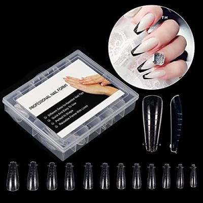 Image de BNG 120pcs Clair Double SystèMe De Formes D&#039;Ongles, Large Kit D&#039;Extension Capsule Poly Ongle Gel, Professionnels 12 Tailles Pour La Construction Rapide D&#039;Ongles En Clear 5