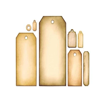 Image de Sizzix 658784 Framelits Set de 8 Matrices Collection Balise par Tim Holtz Gris