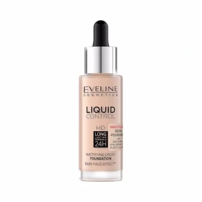 Image de Eveline Cosmetics Fond de Teint Liquide Control HD avec Niacinamide N 055 Miel, Maquillage Hydratant et Longue Tenue