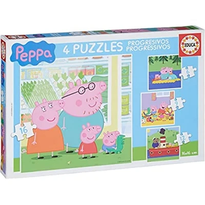 Image de Educa Peppa Pig Puzzles progressifs pour Enfants, 6/9/12/16 pièces. Recommandé à partir de 3 Ans (15918)