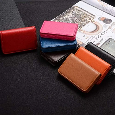 Image de 1 porte cartes de visite en cuir synthétique pour homme et femme, jaune, 102mmx65mmx18mm