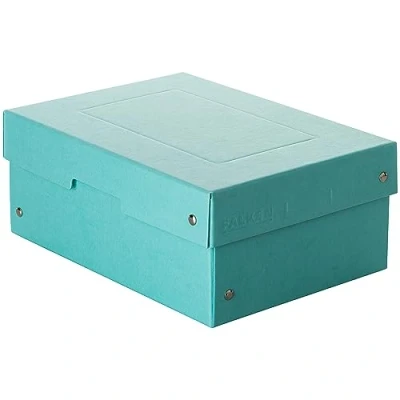 Image de Falken Ref. 22001872000F PureBox Pastel 1 boîte de rangement avec couvercle emballage cadeau sans plastique format A5 hauteur 100 mm poignée découpée entourée d&#039;un ruban bleu