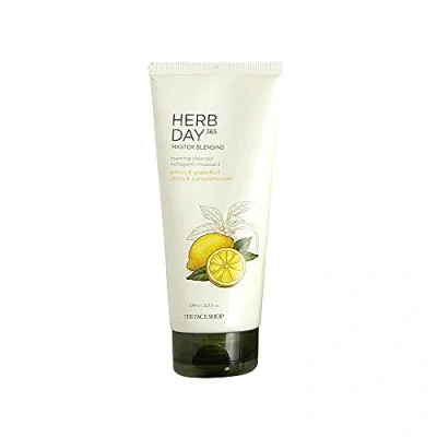 Image de The Face Shop Herb Day 365 Lemon Cleansing Foam 170ml Mousse nettoyante au citron pour le visage Gel nettoyant