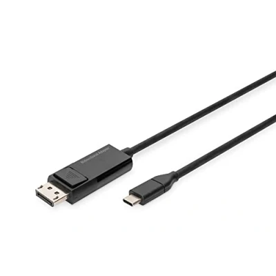 Image de DIGITUS câble adaptateur bidirectionnel USB C vers Displayport 2m 1.4 DP Alt Mode 8k/30Hz Compatible avec moniteur, carte graphique gaming Noir