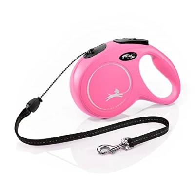 Image de Flexi, Laisse Modèle New Classic, Version Cordon, Forme Moderne et Ergonomique, Système de Guidage perfectionné, à Enrouleur, Made in Germany, Rose, M 8m