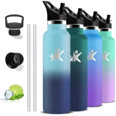 Image de Gourde Isotherme, 1l, Sans BPA, Bouteille Anti Fuite, Inox, Double Isolation, Gourdes de Camping et Randonnée, Facile à Nettoyer, Reutilisable, pour Aptitude,