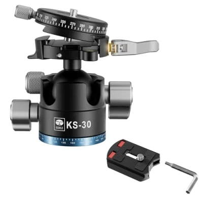 Image de SIRUI Tête sphérique KS 30 à profil bas de 36 mm, double panoramique 360 en alliage d&#039;aluminium pour appareil photo, caméscope, rotule professionnelle robuste trépied, monopode, curseur