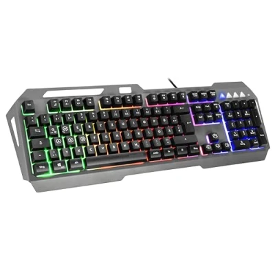 Image de Speedlink LUNERA Metal Rainbow Gaming Keyboard Clavier de Jeu avec éclairage Plein Format Disposition DE, Noir