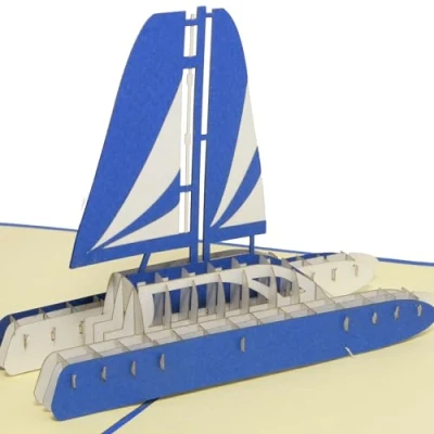 Image de LINPOPUP®, LIN17777 carte pop up pour bateau, anniversaire, de vœux 3D voile, permis conduire, catamaran, N123