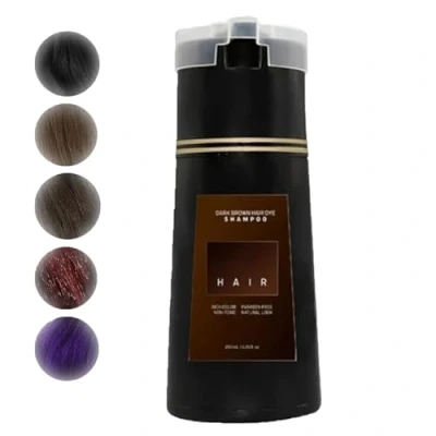 Image de Shampoing Colorant Capillaire,Shampooing instantané pour cheveux longue durée,Shampooing gris,Shampooing Naturel,Portable,pour Homme &amp; Femme (Marron foncé)