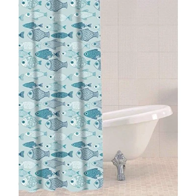 Image de Sabichi Rideau de Douche Bleu PEVA 180 x cm Motif bébé Poisson Multicolore Résistant à la moisissure Facile Nettoyer sans BPA avec 12 Crochets en Plastique