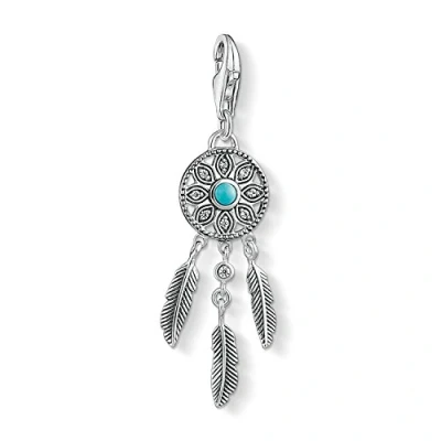 Image de Thomas Sabo Femmes Pendentif Charm Attrape Rêves Ethnique Club Argent Sterling 925 noirci Oxyde de Zirconium blanc turquoise 1326 646 17