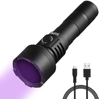 Image de TATTU U2S UV Lampe de Poche 365nm avec ZWB2 Filtrer, Rechargeable Noir Lumière 10W Ultra Violet LED Câble Charge Micro USB